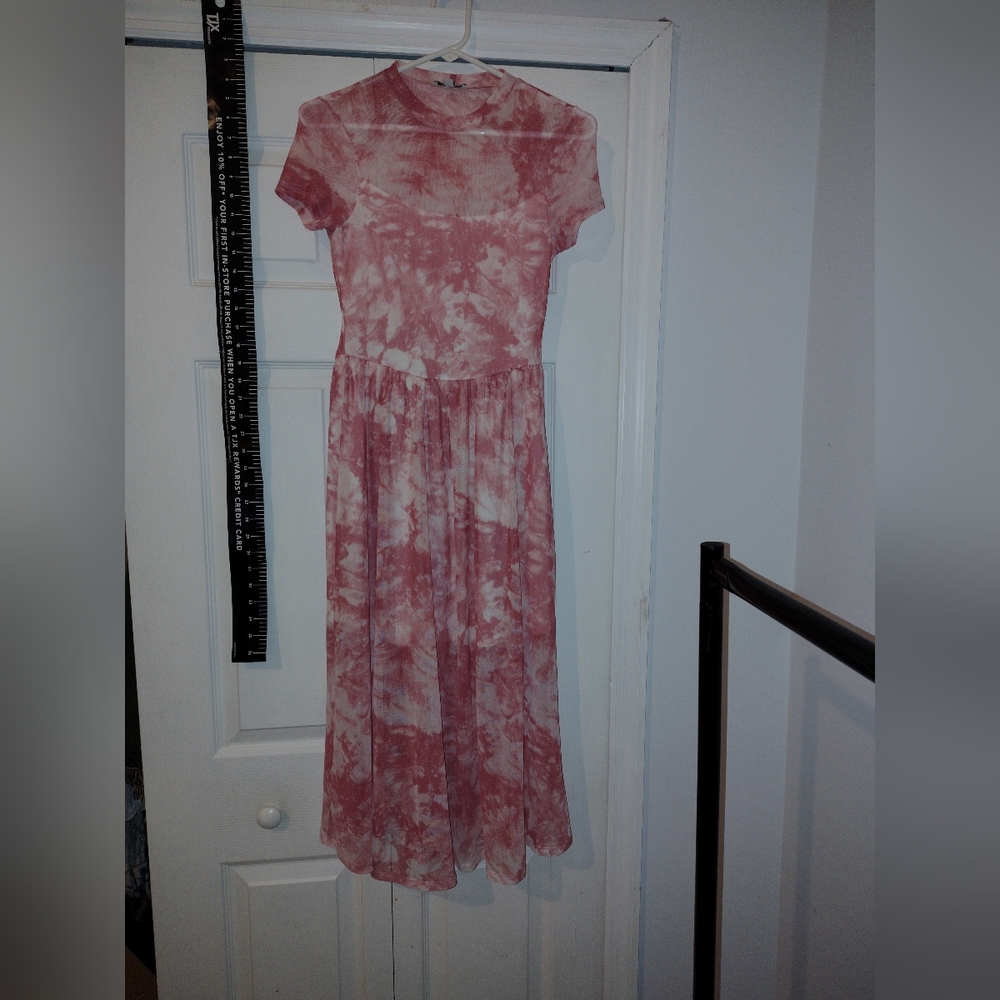 Pink Tie-Dye Short Sleeve Dress Maxi Small Full Length New 🆕 - Picture 3 of 11